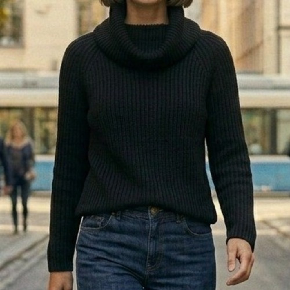 Ann Taylor Women Black Cowl Neck Sweater MP Petite NWT Classy Sophisticated